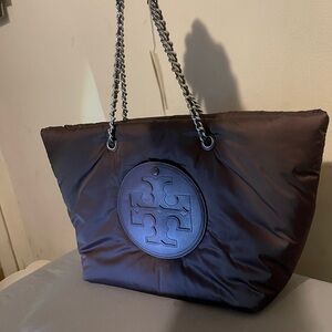 Tory Burch Burgundy Ella puffer tote bag